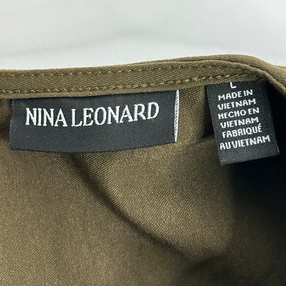 NWT Nina Leonard Olive Green Sleeveless Sheath Dress Career Womens Size Large L - Picture 8 of 12